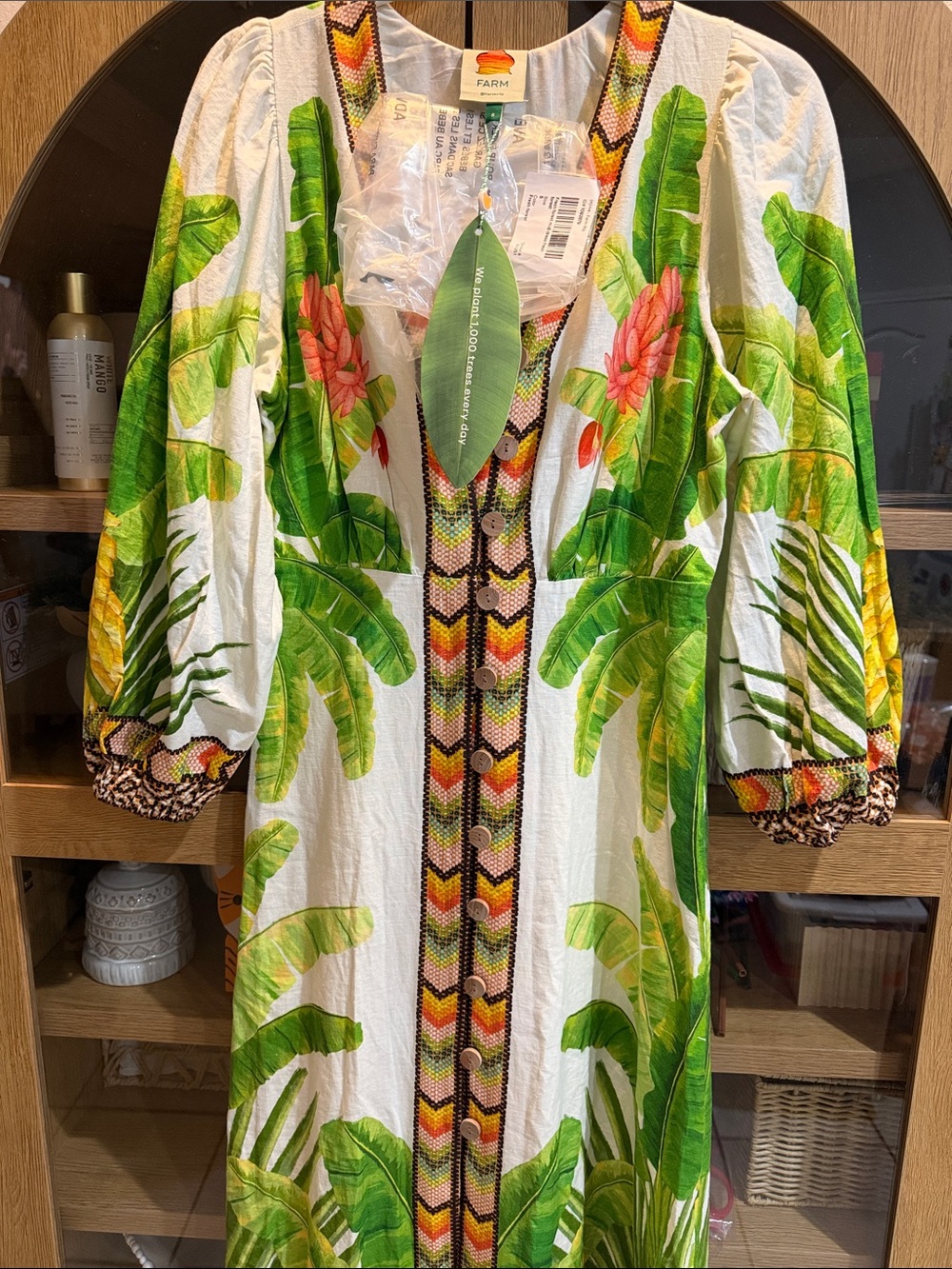 NWT Farm Rio Fresh Forest Midi Dress S Small Tropical Boho Beach - Picture 6 of 11